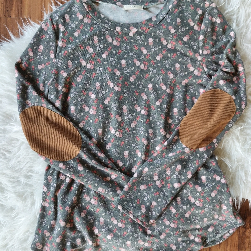 Floral Elbow Patch Top